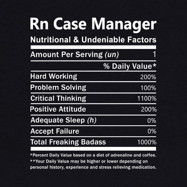 Rn Case Manager T Shirt - Nutritional and Undeniable Factors Gift Item Tee by Ryalgi